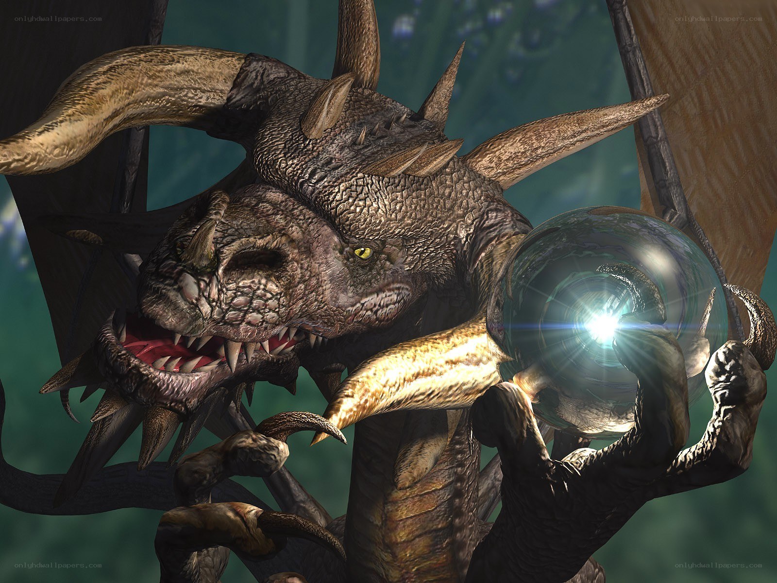 dragon holding a crystal ball