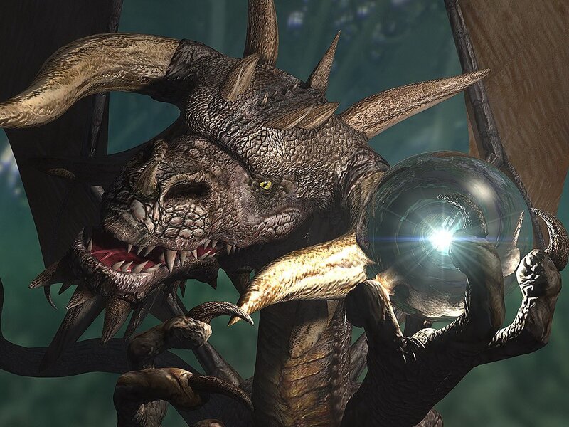 dragon holding a crystal ball