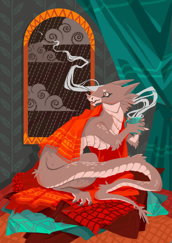 Dragon Holding a Mug