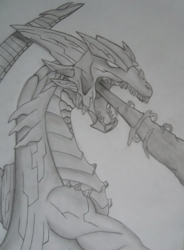 dragon holding a staff