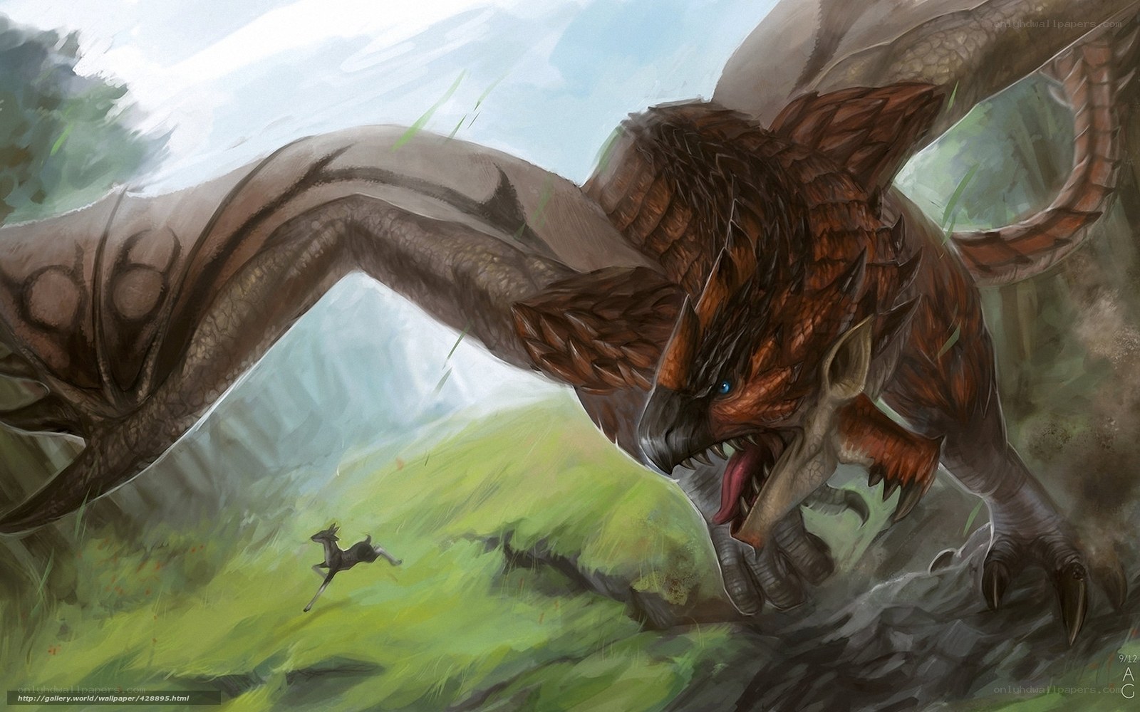 dragon hunting prey