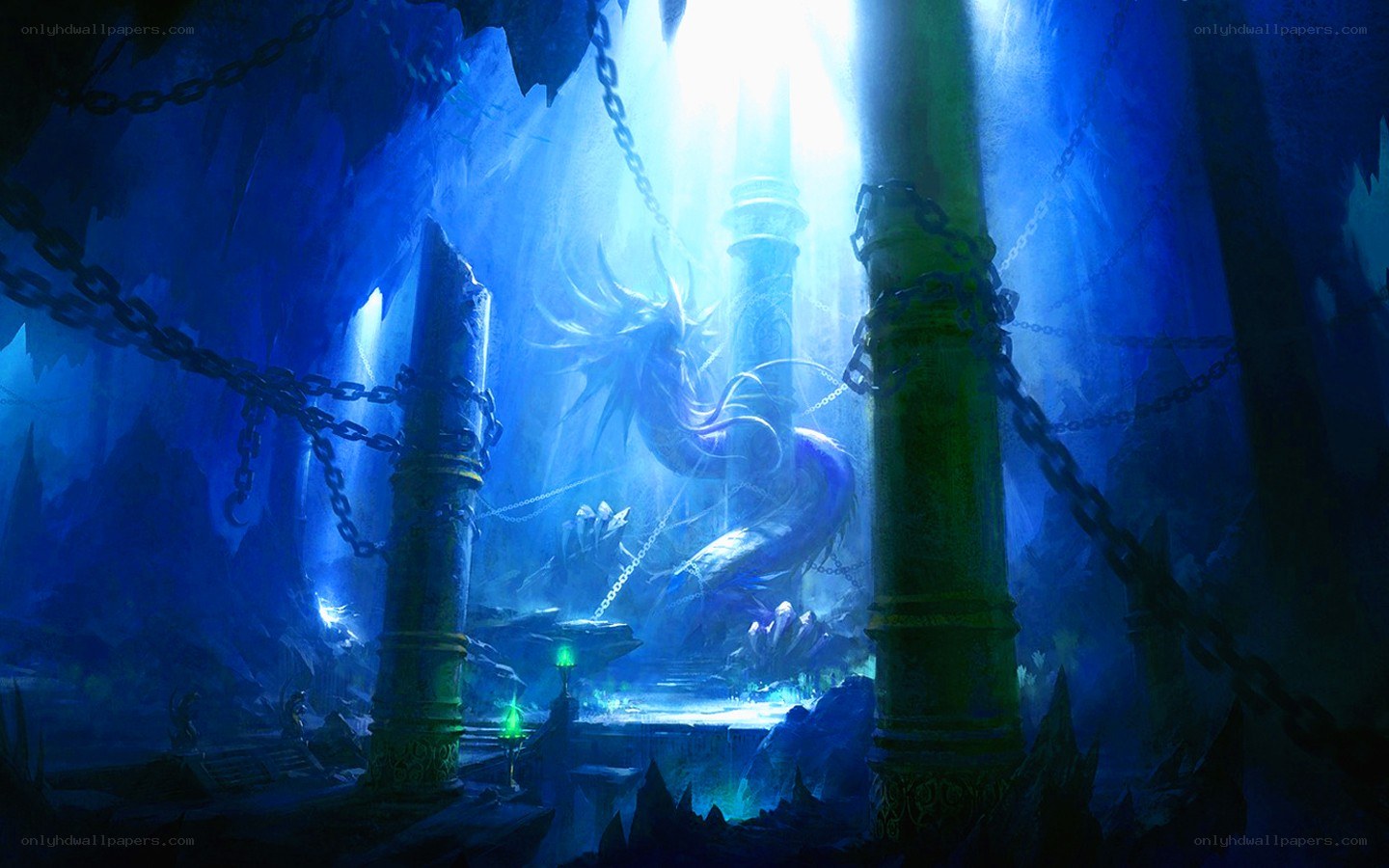 dragon in a blue cave