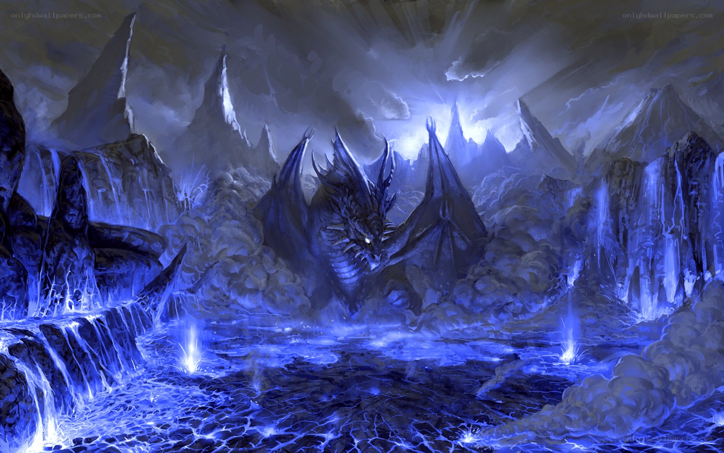 dragon in a blue cavern