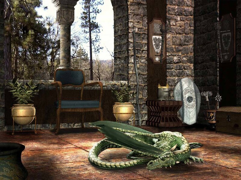dragon in a castle hall