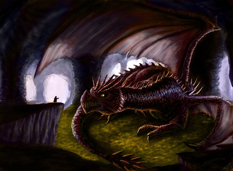 Dragon in a Cave — Black, Dramatic