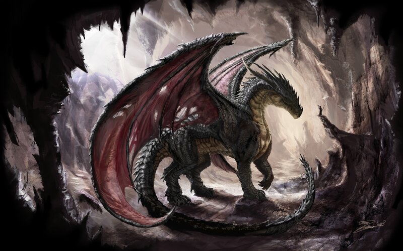 Dragon in a Cave — Gray