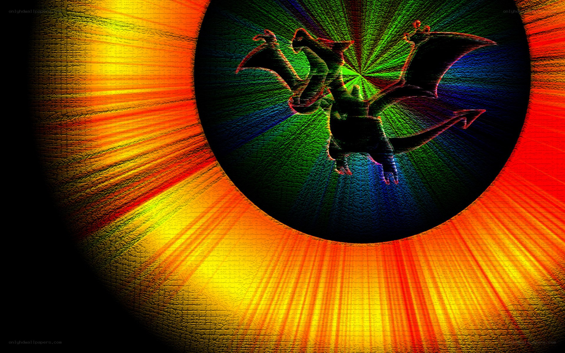 Dragon in a colorful vortex