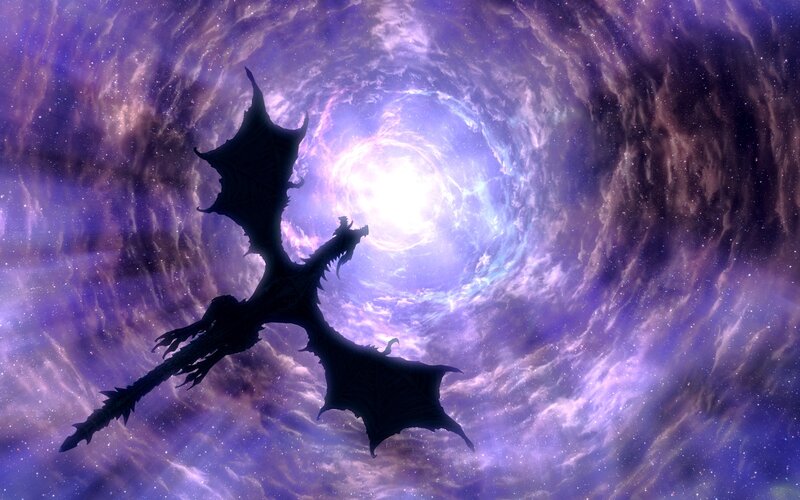 dragon in a cosmic vortex