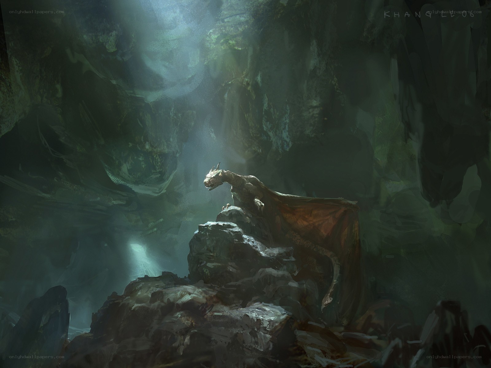 dragon in a dark cave