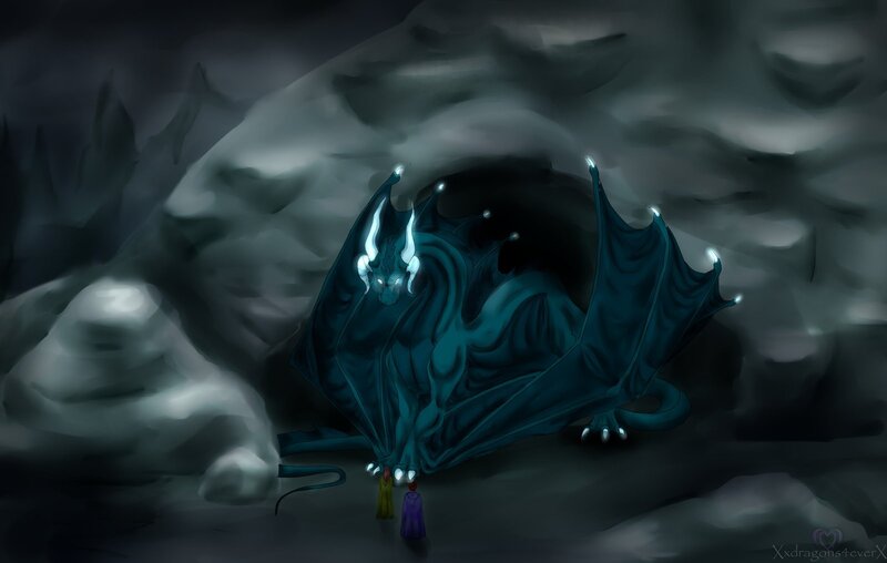 dragon in a dark cave