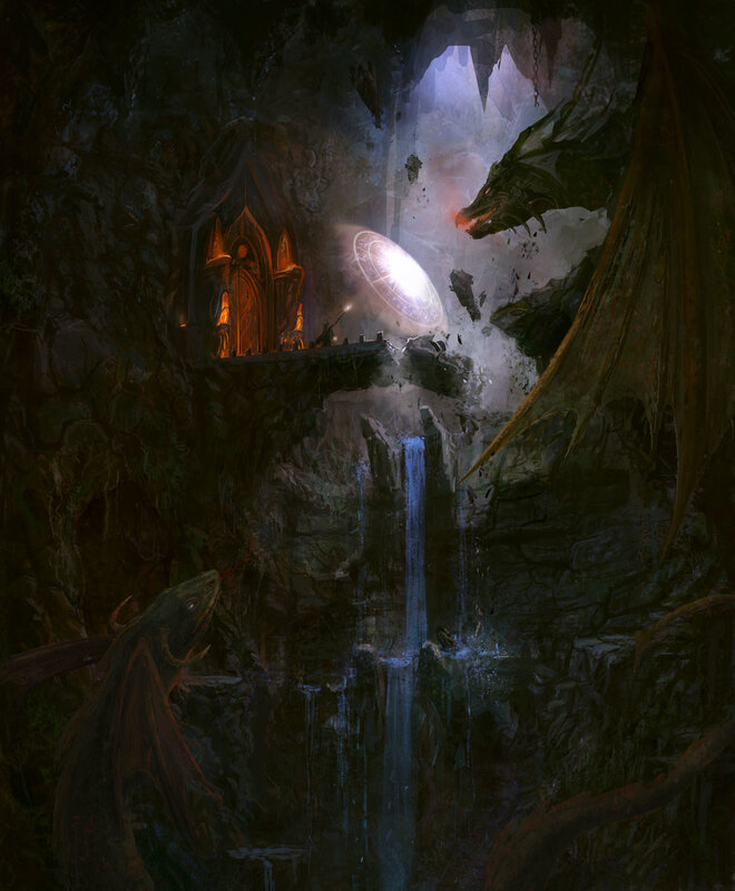 Dragon in a dark cavern