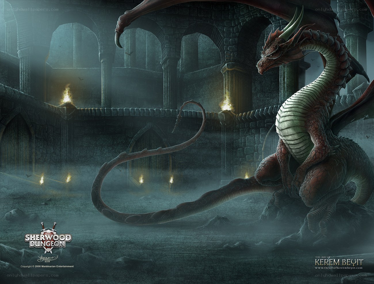 Dragon in a dark dungeon
