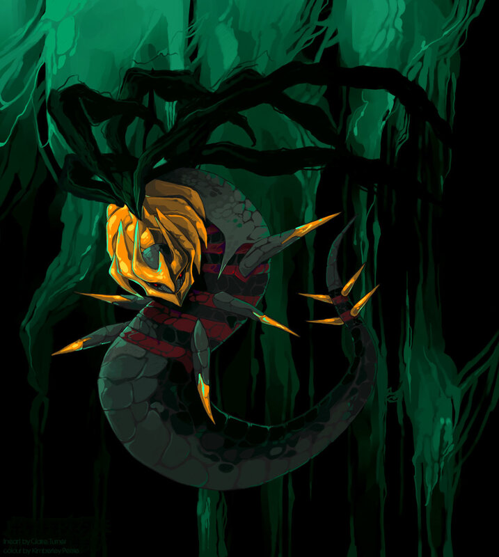 Dragon in a dark forest
