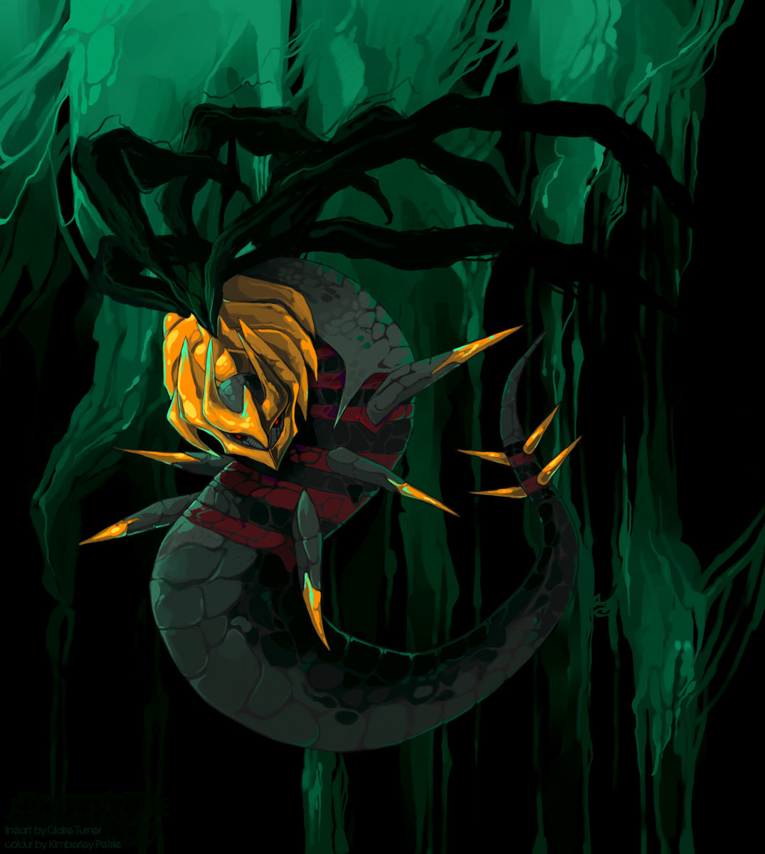 Dragon in a dark forest
