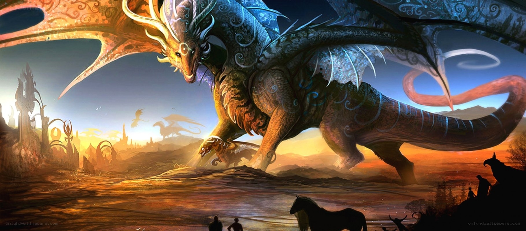 Dragon in a fantasy landscape