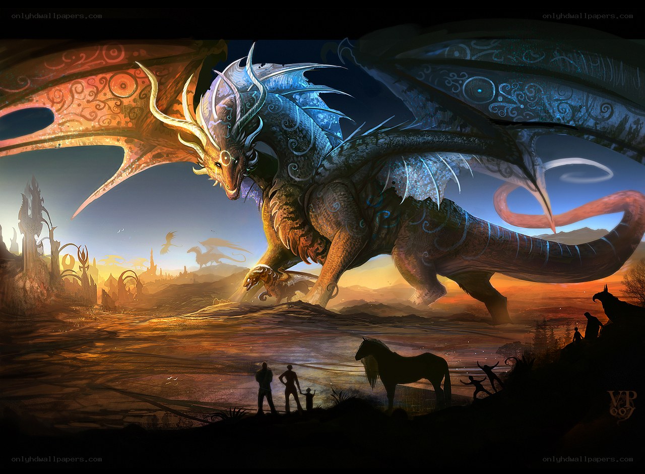 Dragon in a fantasy landscape