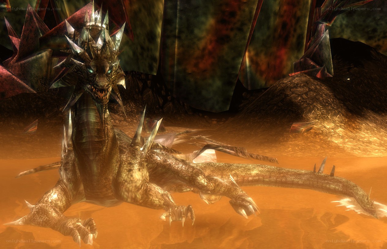 dragon in a fiery cave