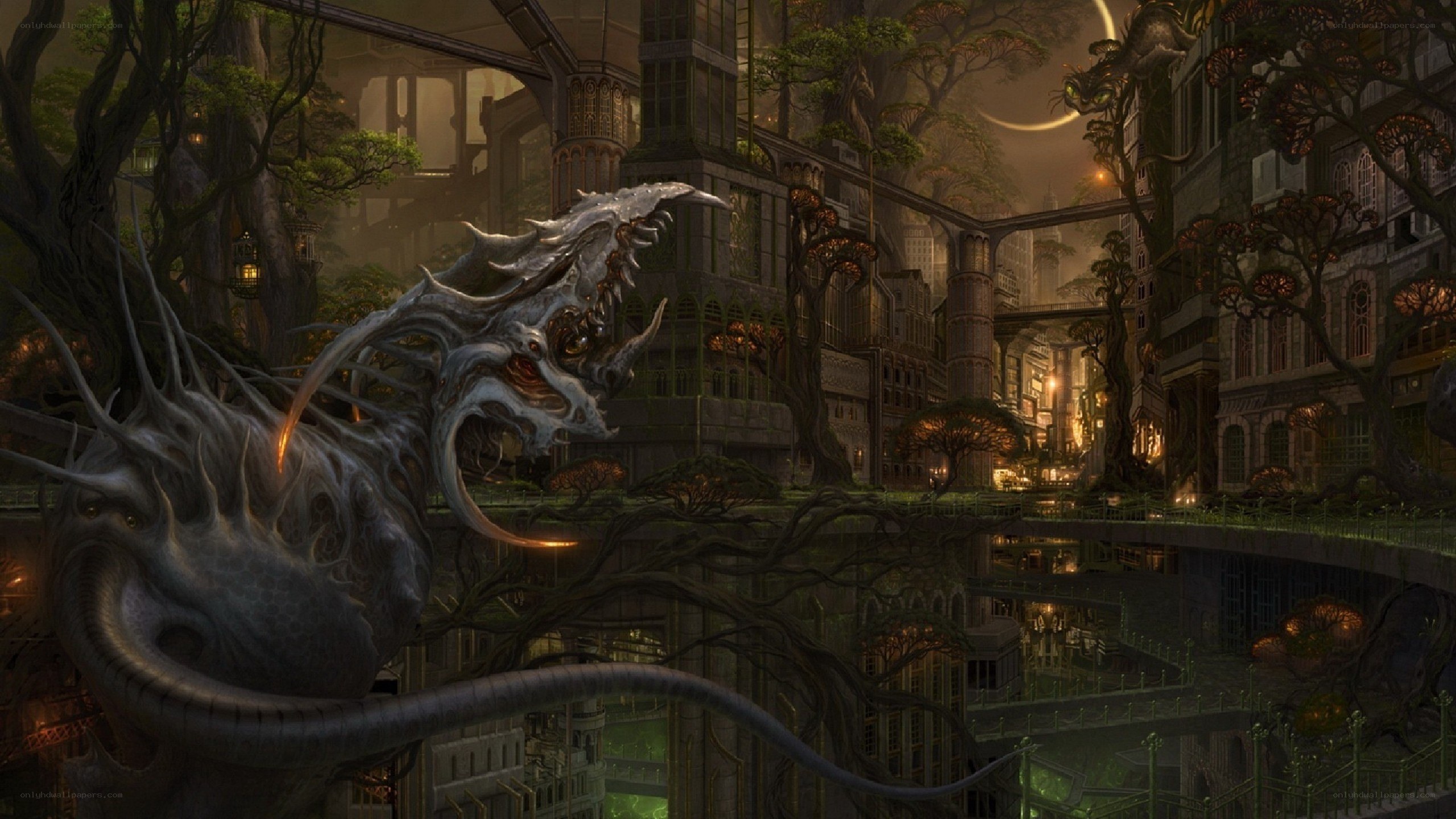 dragon in a forest city