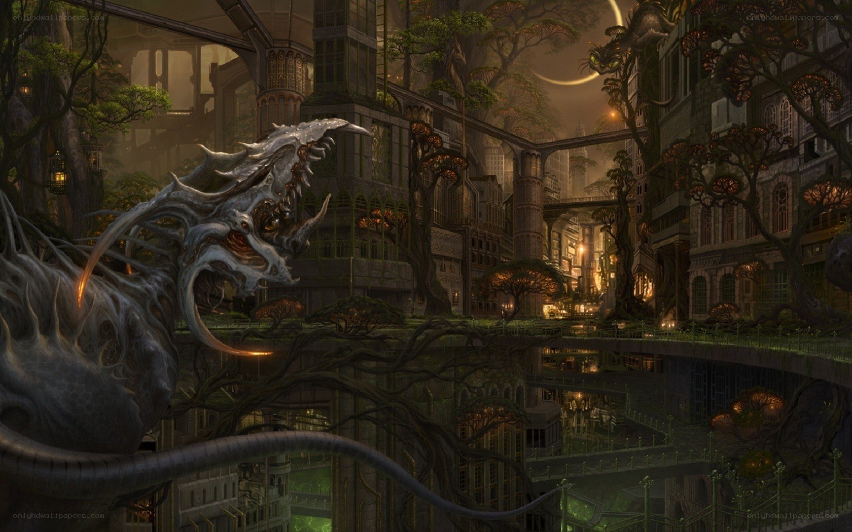 dragon in a forest city