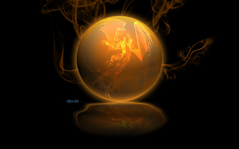 dragon in a glowing orb