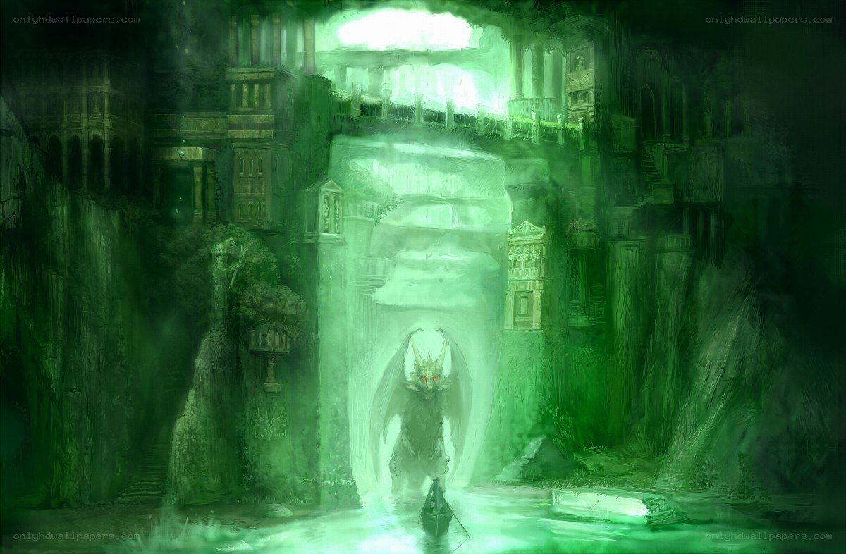 dragon in a green cavern