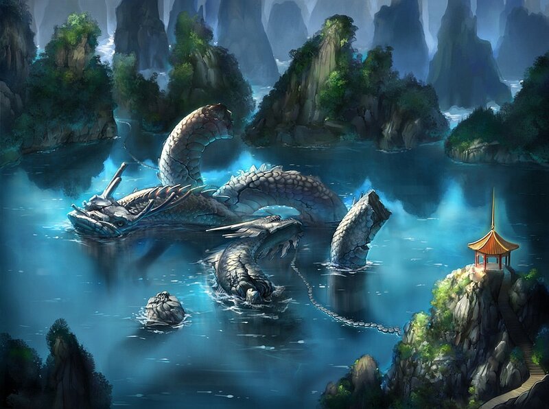Dragon in a Lake — Blue