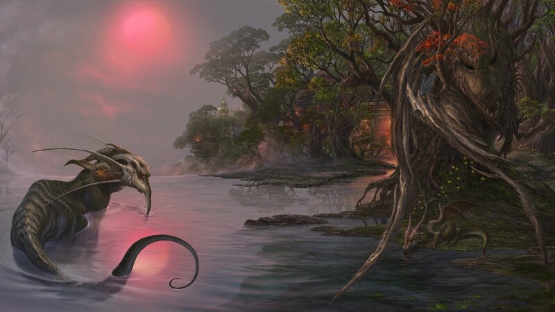 Dragon in a Lake — Pink