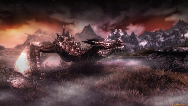 Dragon in a Landscape — Red