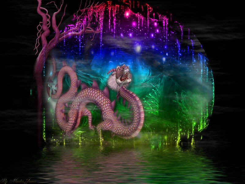 dragon in a magical cave