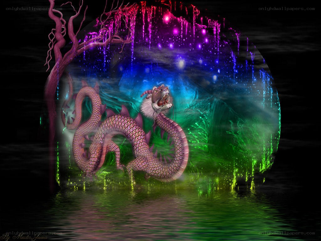 dragon in a magical cave