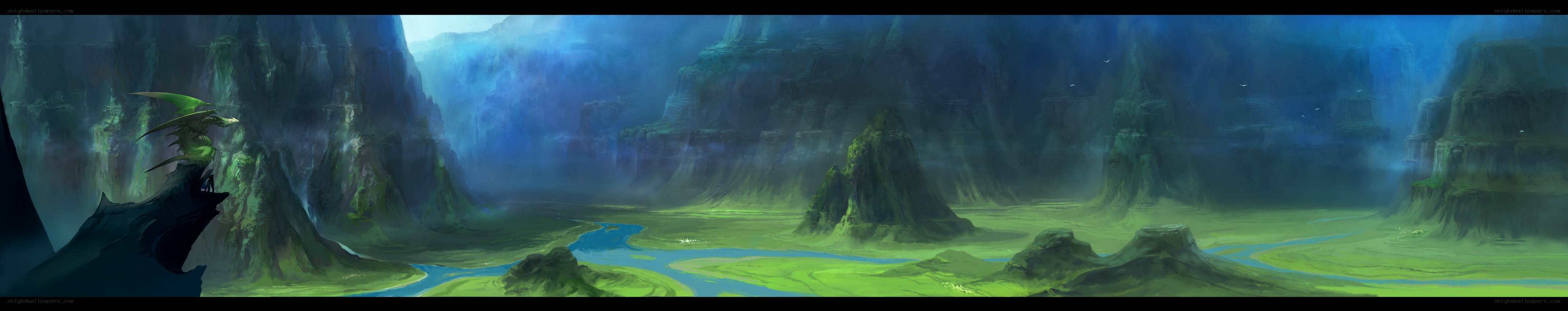 dragon in a misty canyon