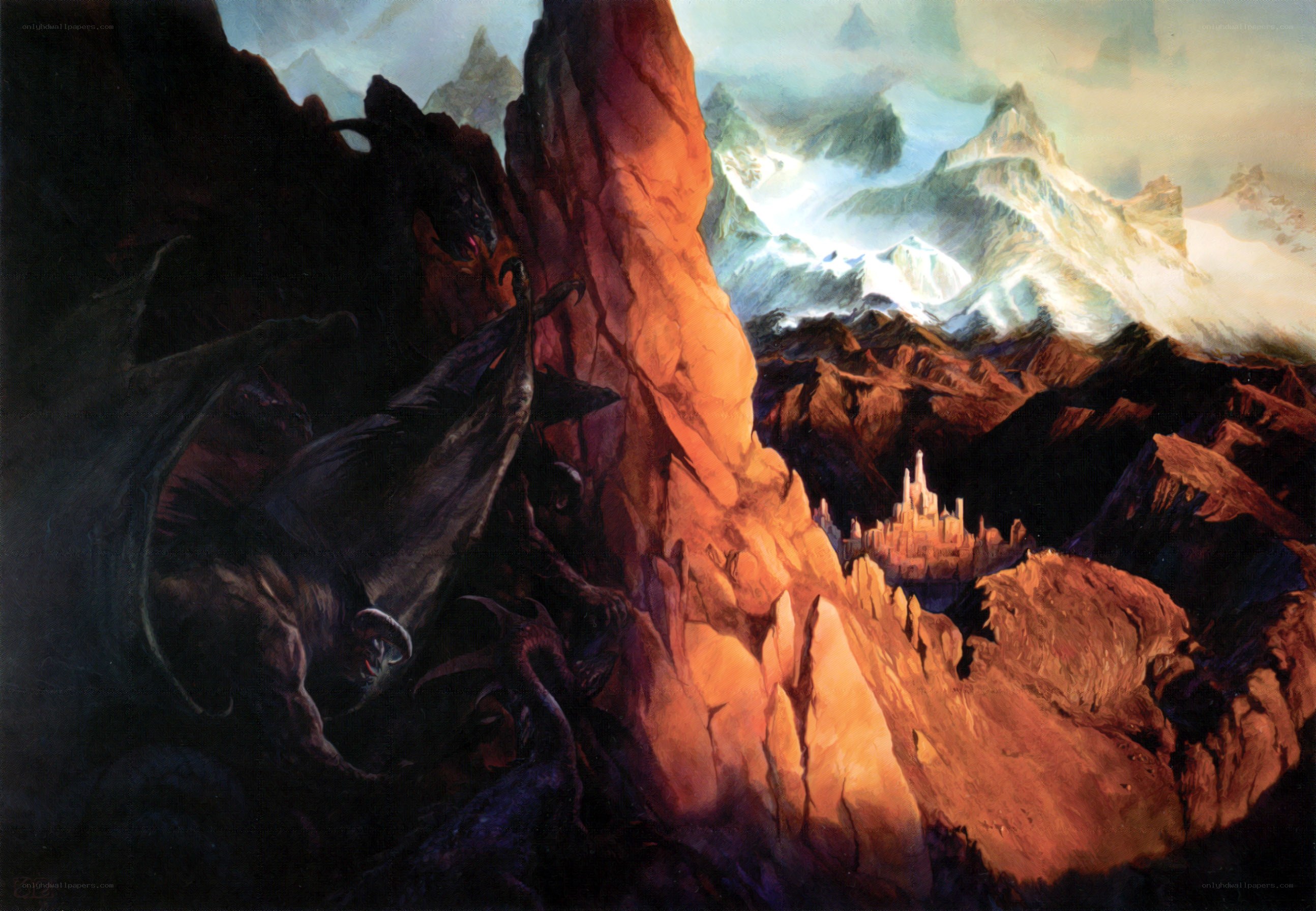 Dragon in a mountainous landscape