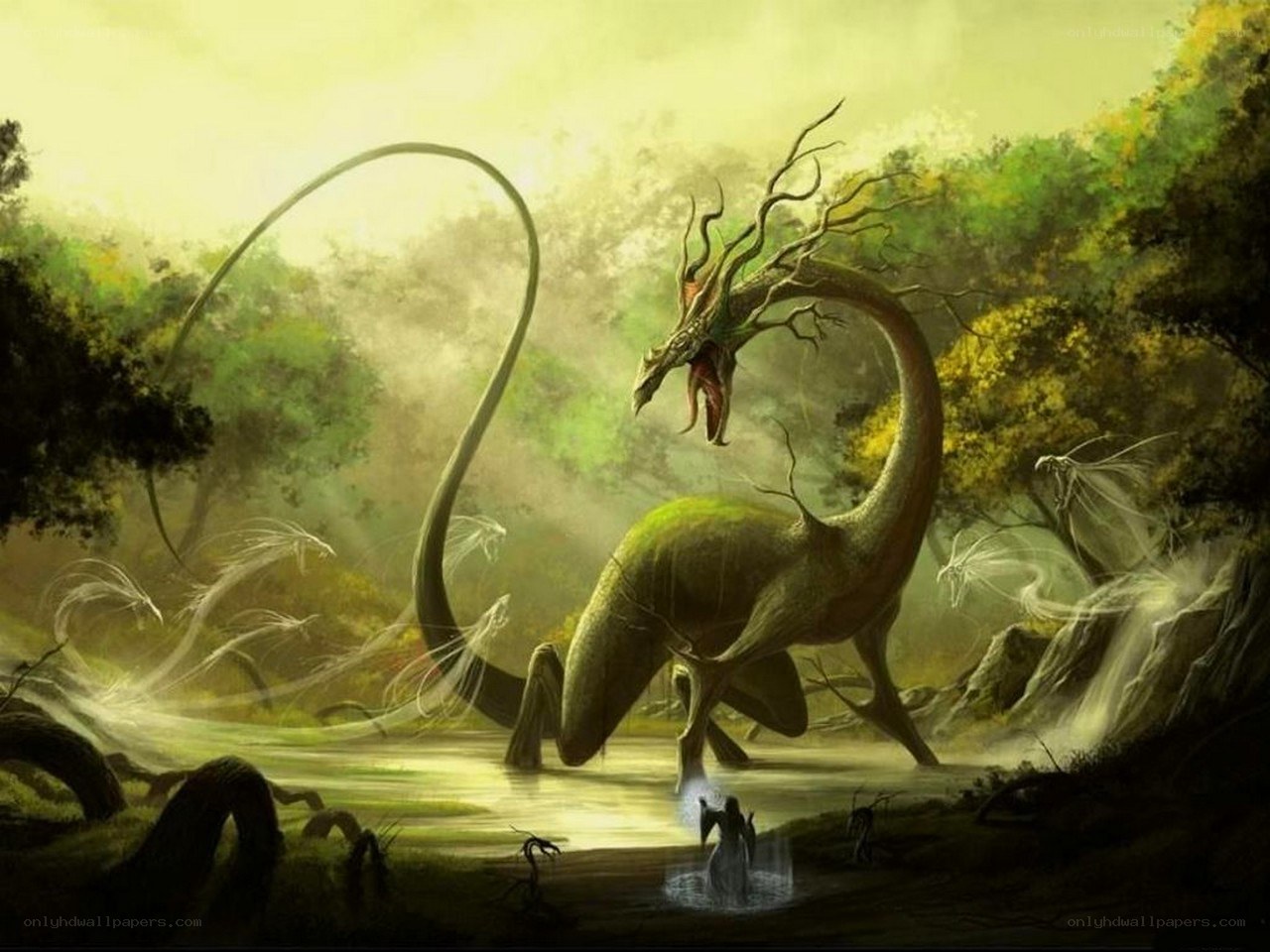 Dragon in a mystical forest