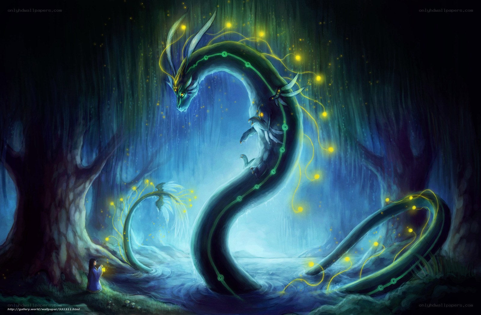 Dragon in a mystical forest