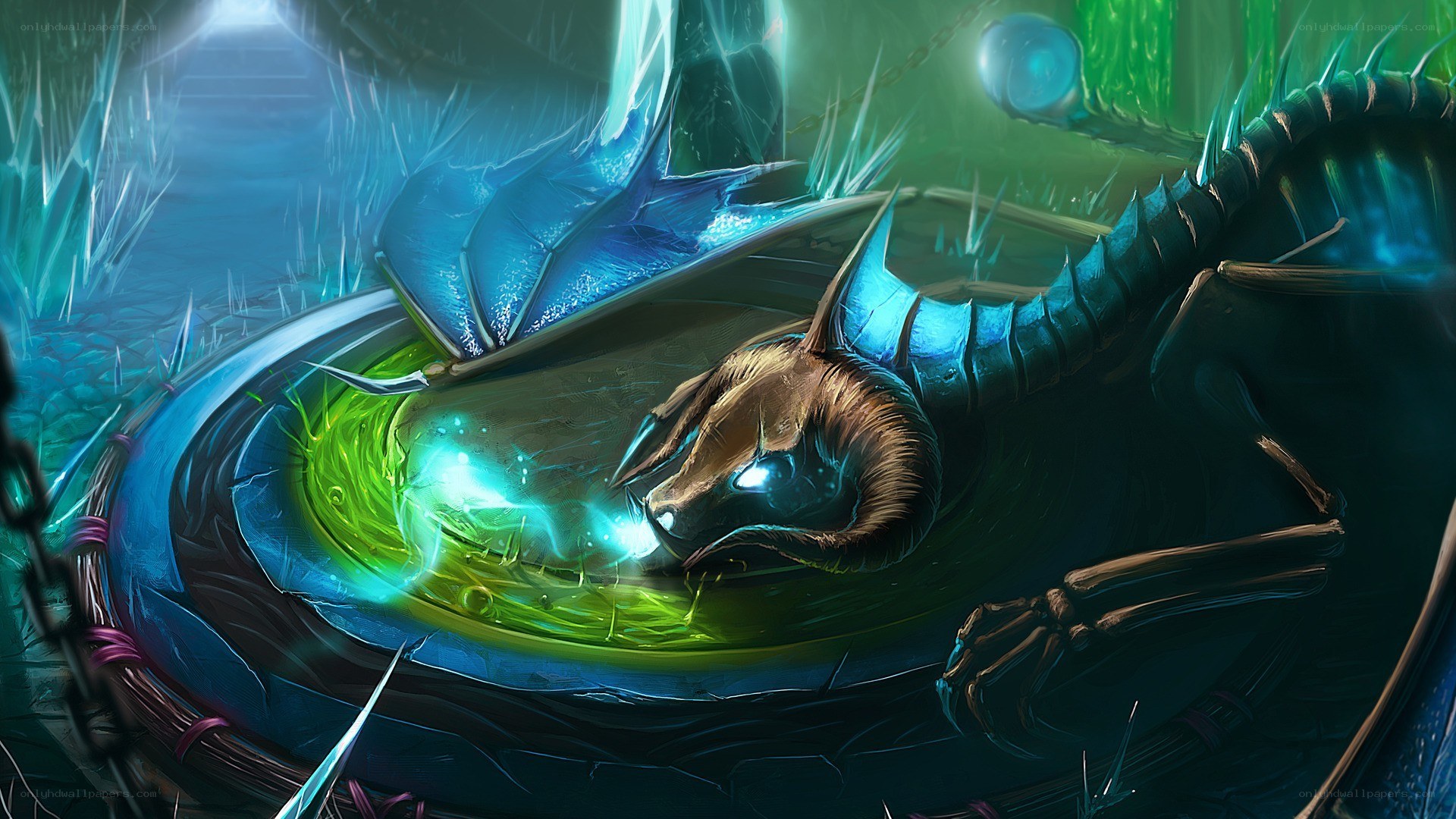 dragon in a mystical pool