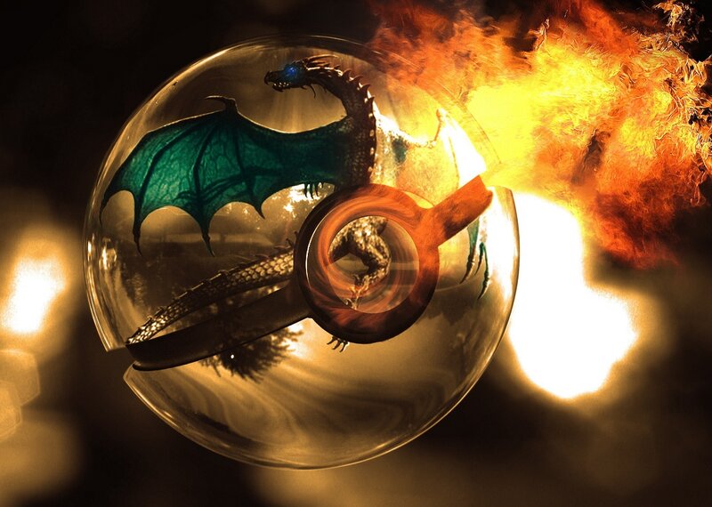 Dragon in a Pokeball — Orange