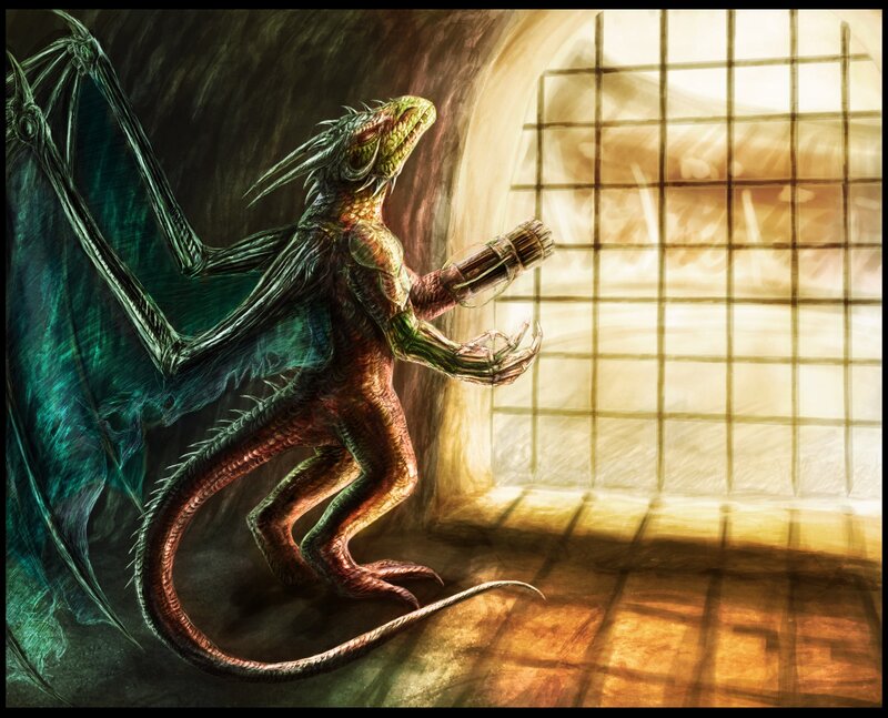dragon in a prison cell