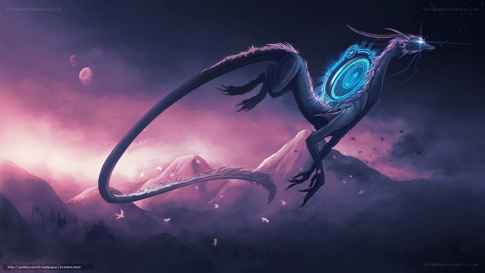 dragon in a purple sky
