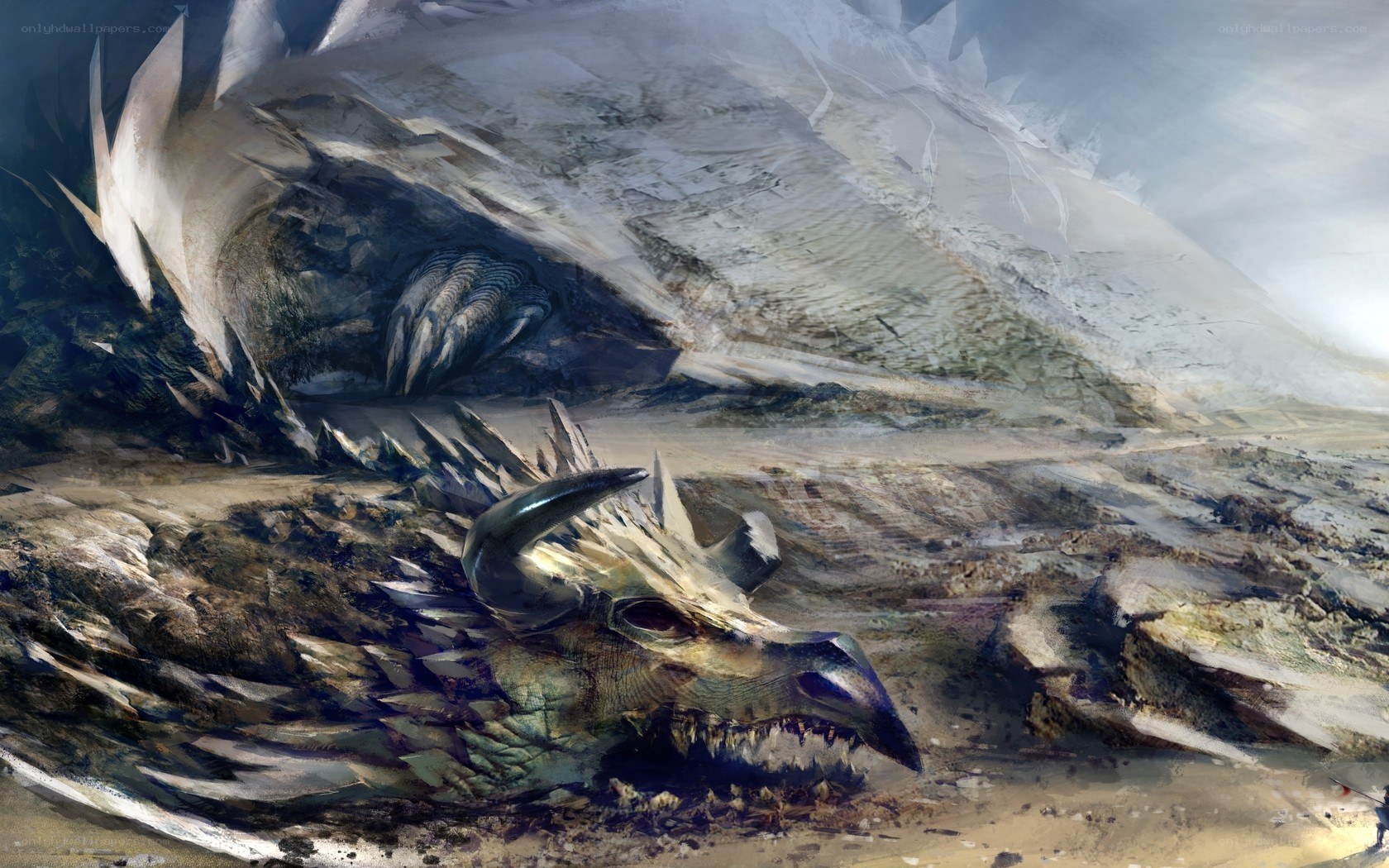 dragon in a rocky landscape