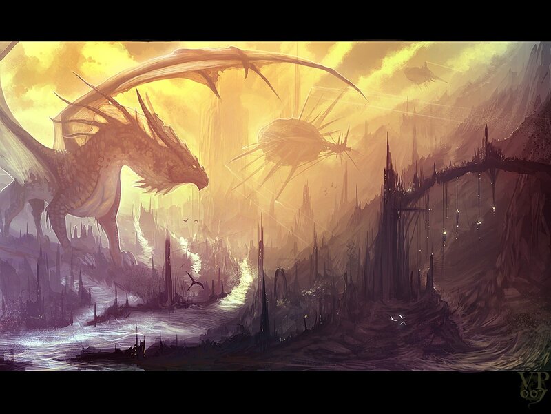 Dragon in a Ruined City — Yellow
