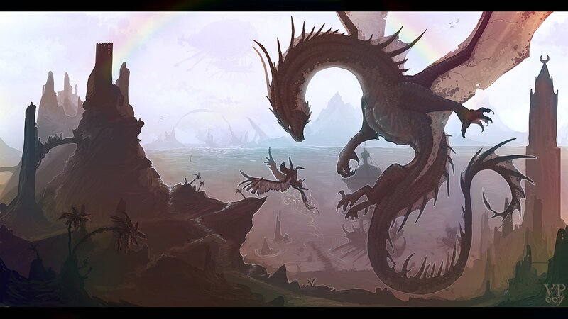 Dragon in a Ruined Landscape — Brown