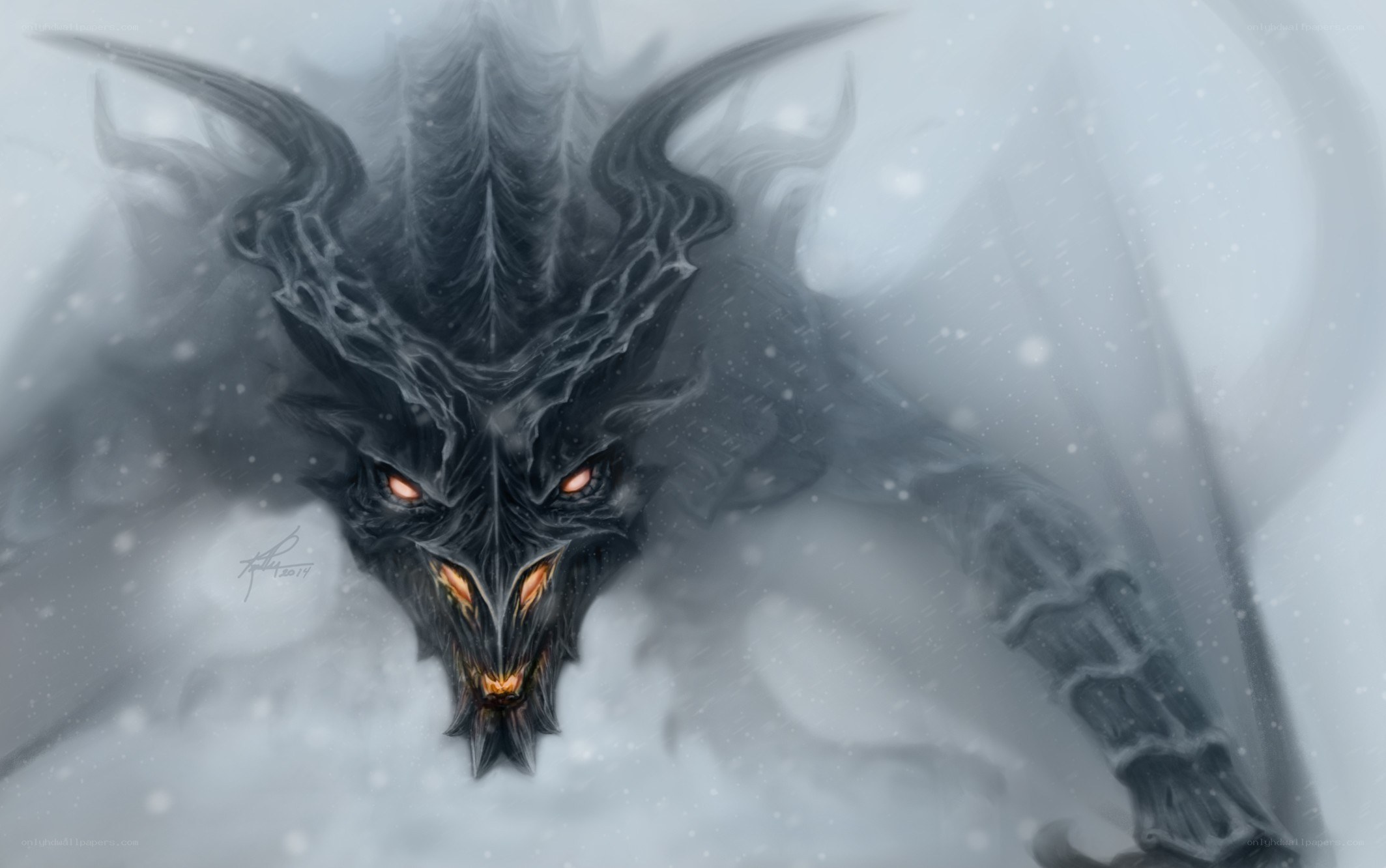 dragon in a snowstorm