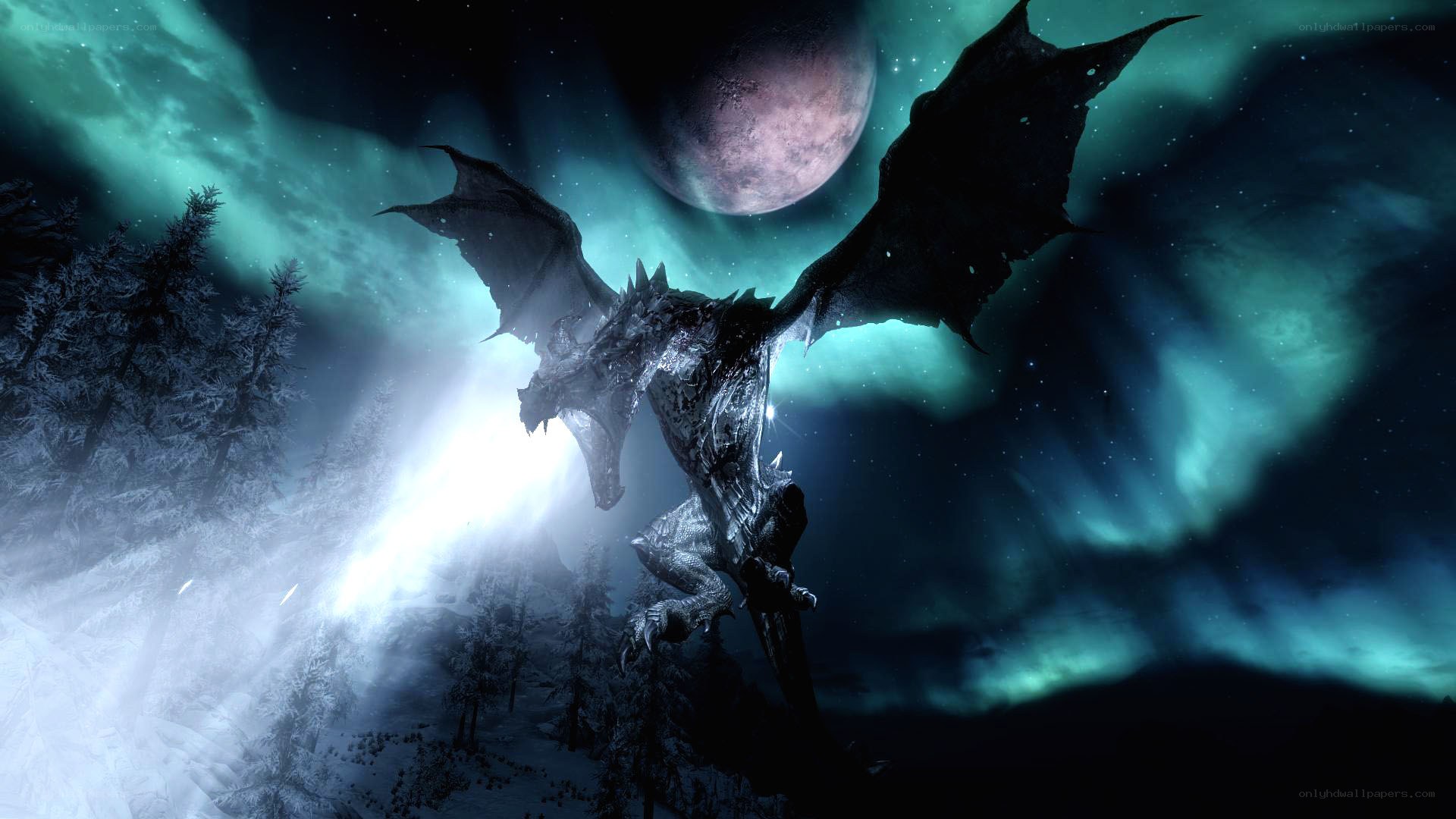 Dragon in a snowy landscape