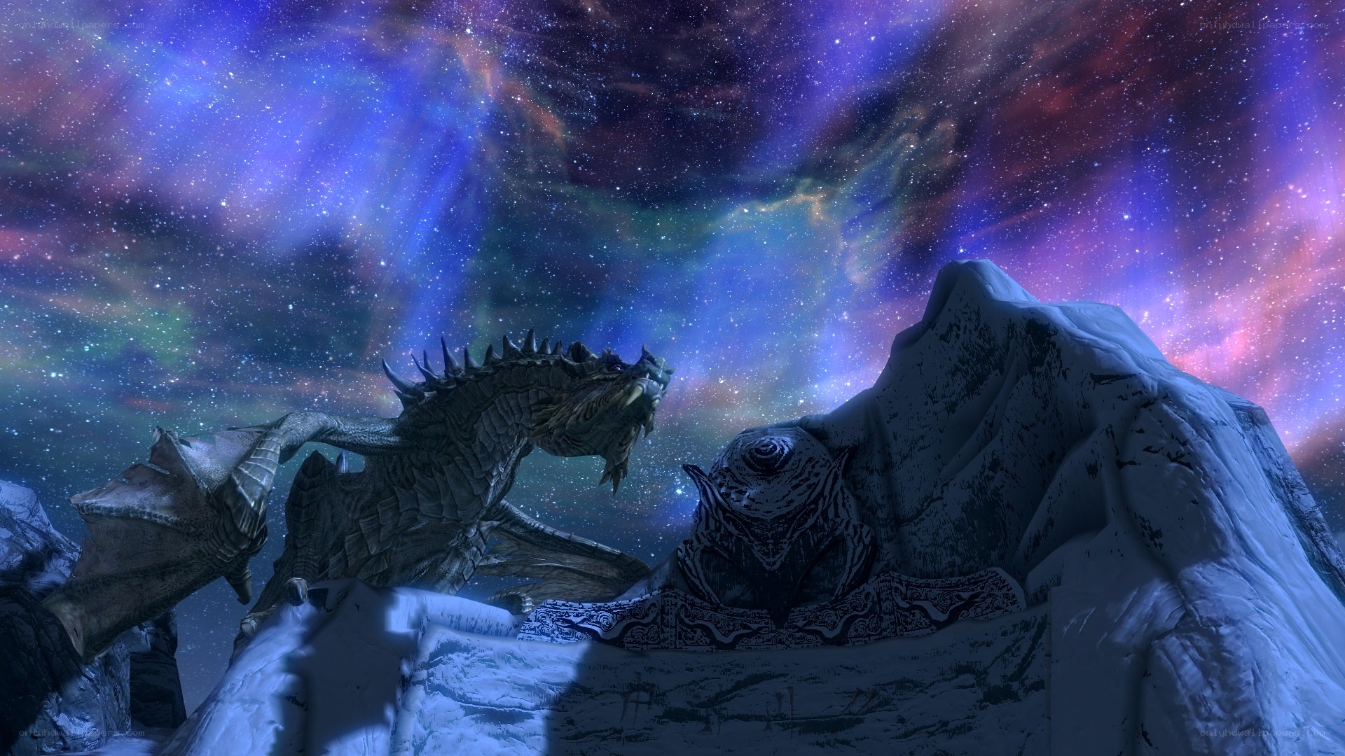 dragon in a snowy landscape