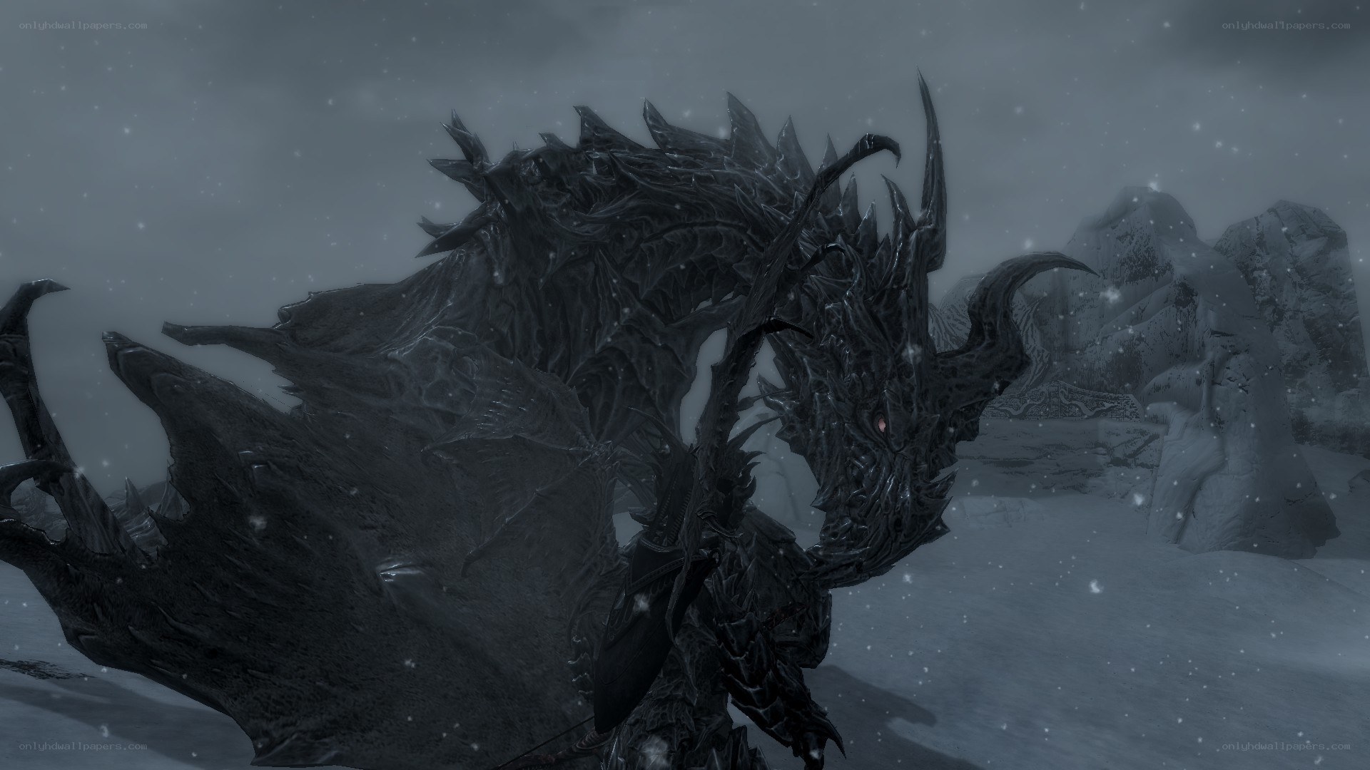 dragon in a snowy landscape
