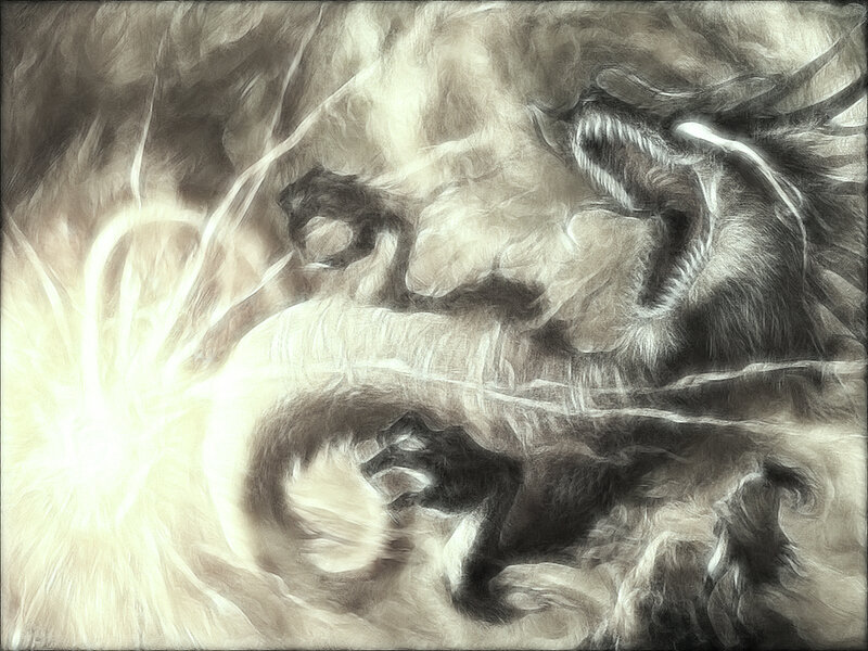 dragon in a storm