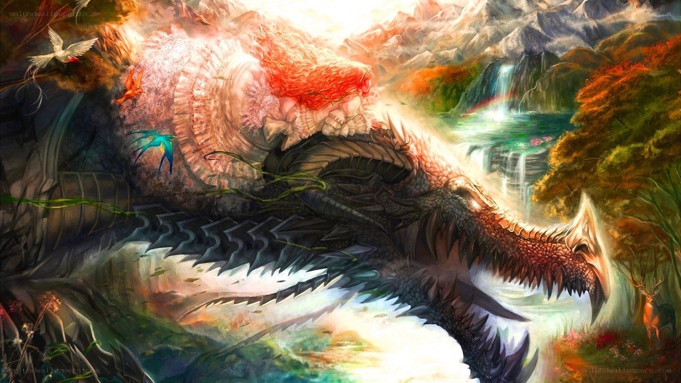 Dragon in a vibrant landscape