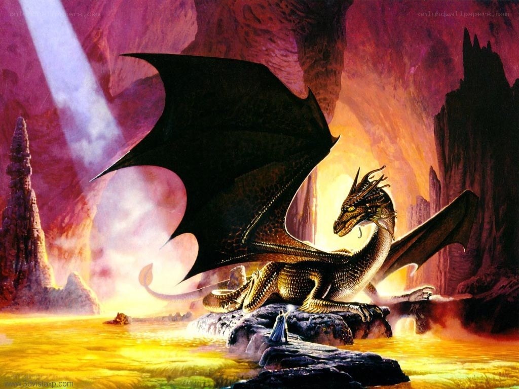 Dragon in a volcanic cave