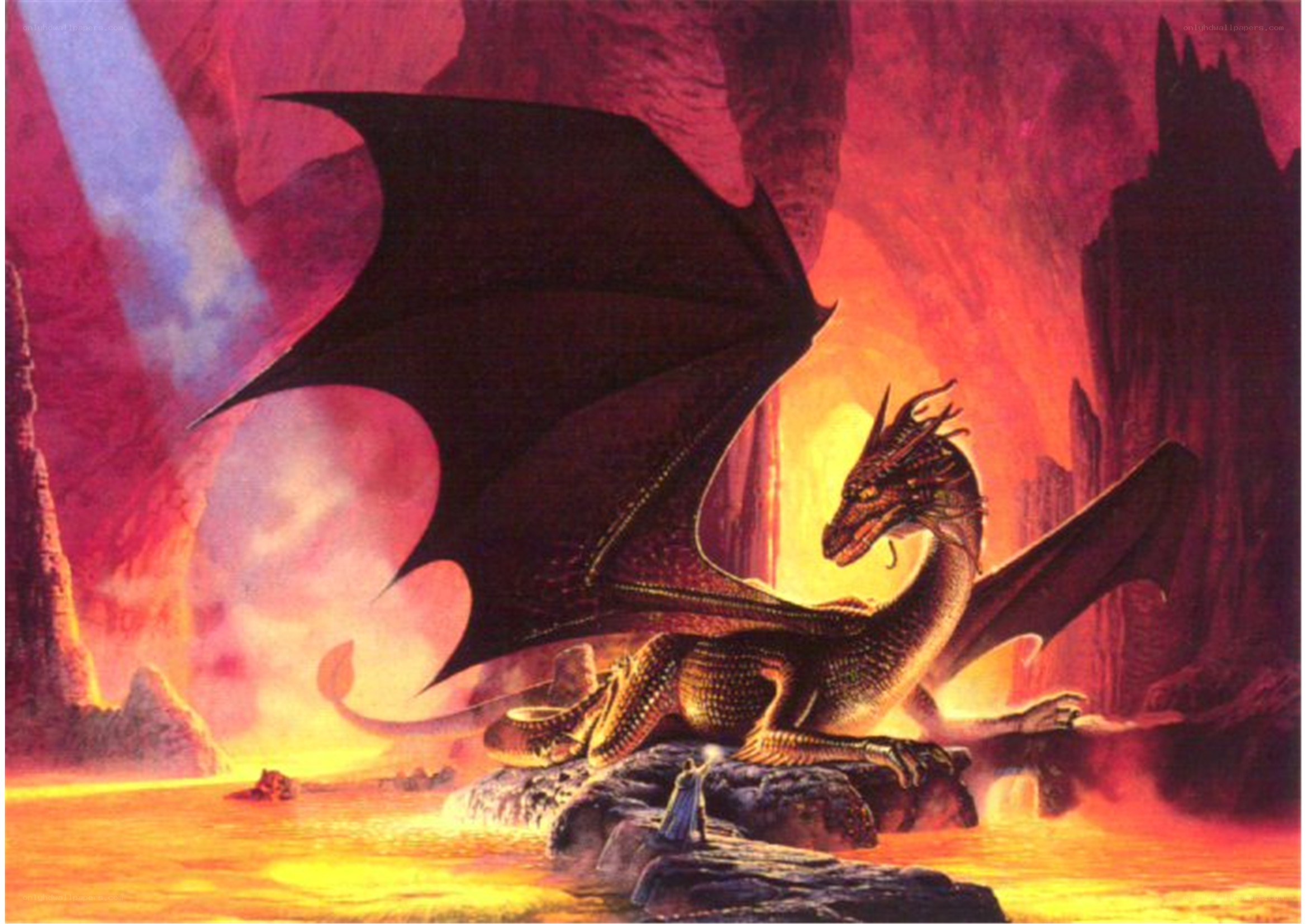 dragon in a volcanic cave