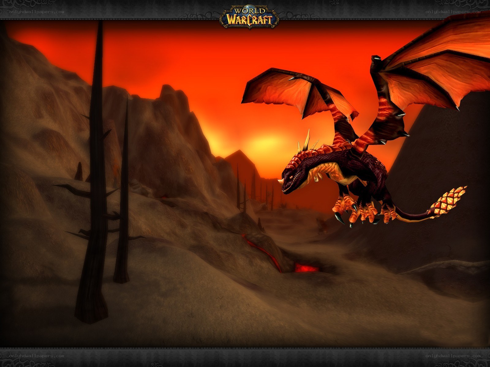 Dragon in a volcanic landscape